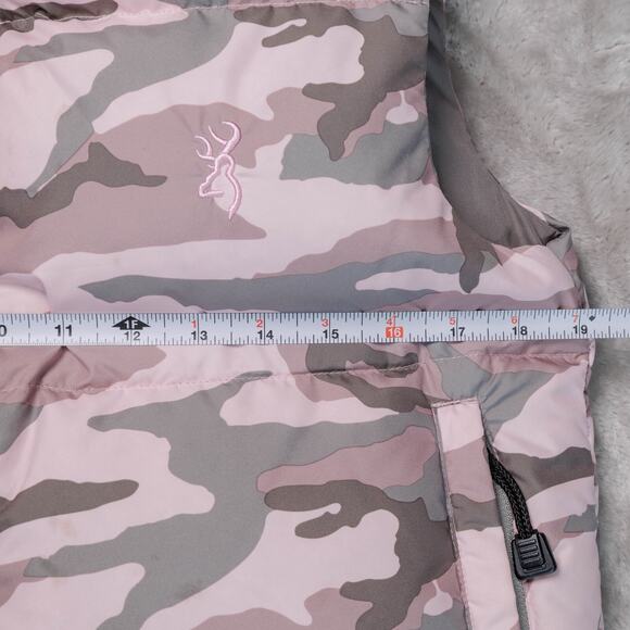 Browning Pink Camouflage Camo Goose Down Puffer Vest Womens Size XS - Picture 6 of 15